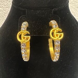 BRAND NEW! Elegant Gold and Silver Crystal Hoop Earrings